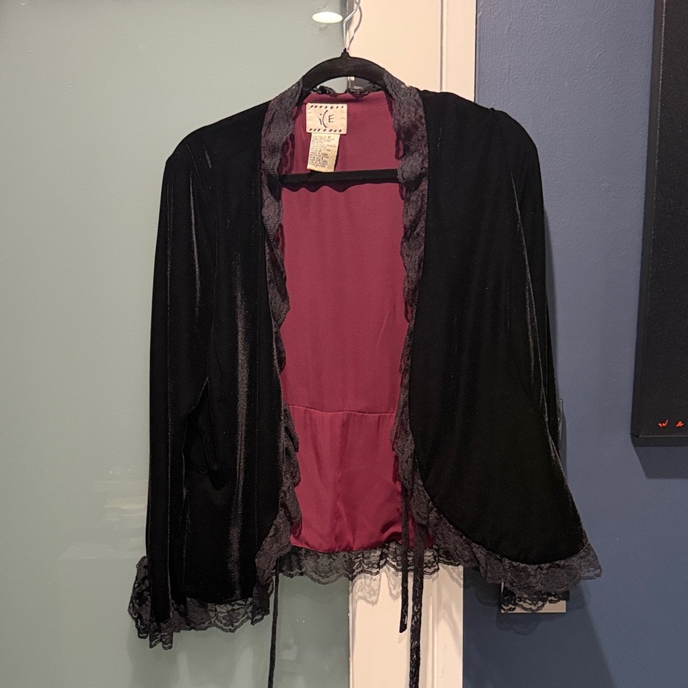 Vintage black velvet lacy piece